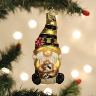 Bee Happy Gnome Ornament  |  Outdoor Fantasy Fantasy